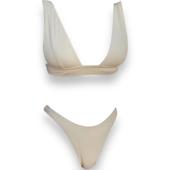 NEW Off White Sexy Triangle Bikini Set Women’s 2 Piece Swimsuit Bathing Suit L - Picture 2 of 6